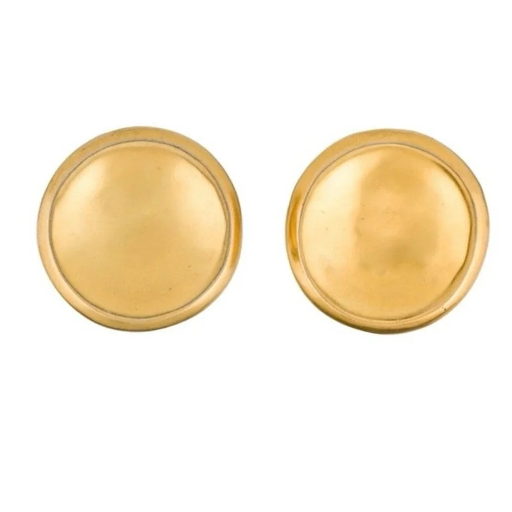Robert Lee Morris RLM Signed Vintage Gold Tone Round Dome Clip-On Earrings